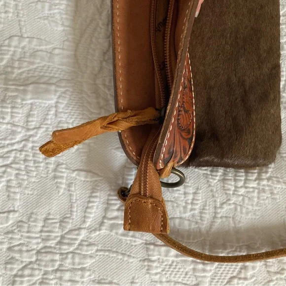 American Darling small crossbody purse topped leather calf hair western boho - Picture 11 of 16